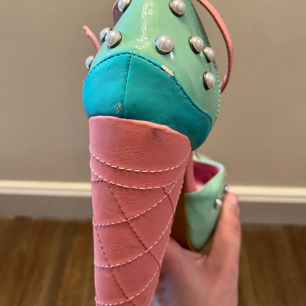 Iron Fist Mint and Pink Platform Heels - Picture 6 of 16